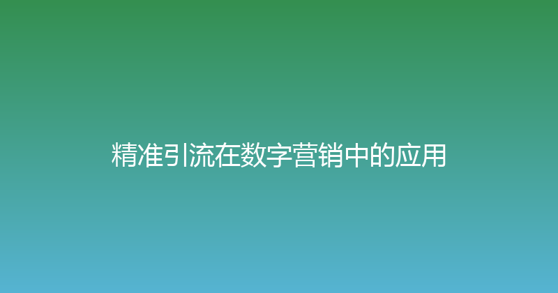 精准引流在数字营销中的应用 封面图