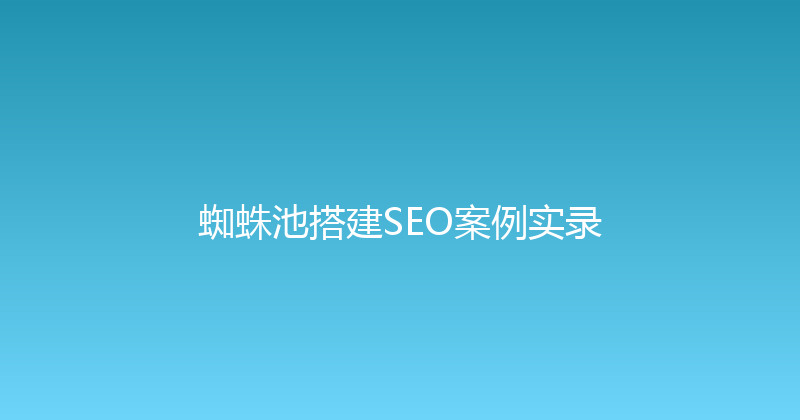 蜘蛛池搭建SEO案例实录 封面图