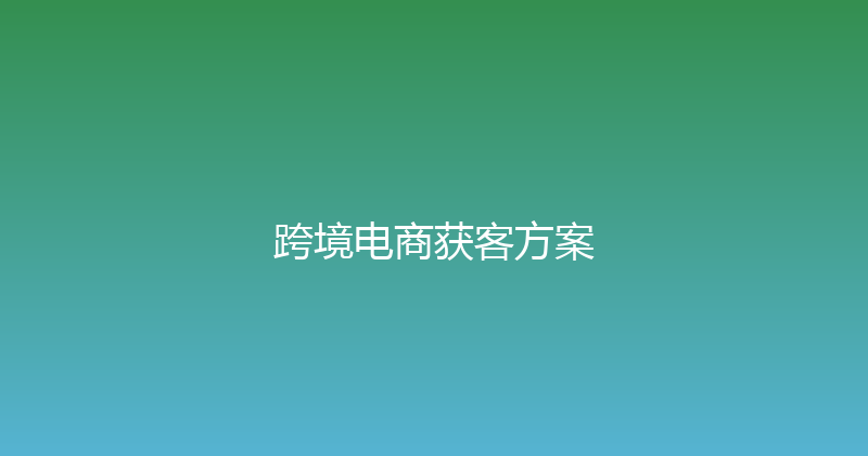 跨境电商获客方案 封面图