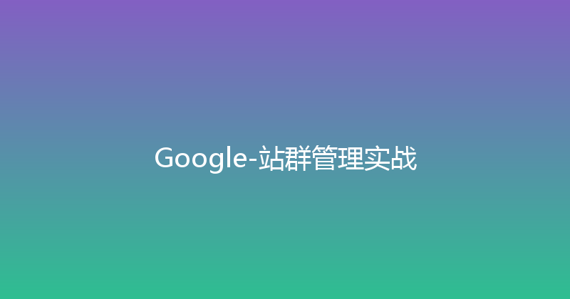 Google-站群管理实战 封面图